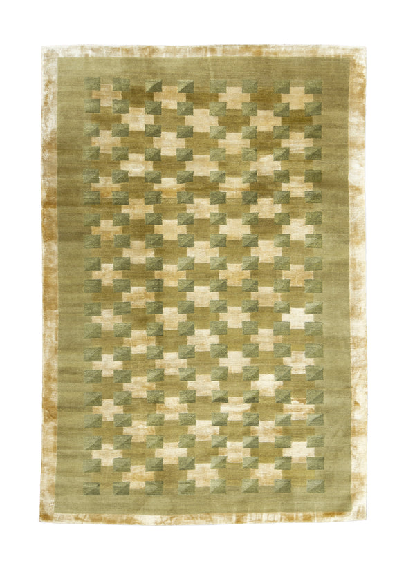 Tibbetian Silk And Wool Rug > Design # 1003 > 6 X 9