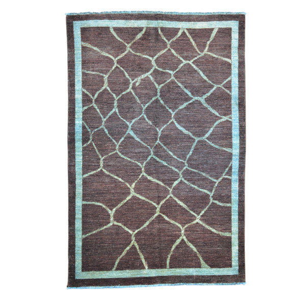 Handmade Modern Afghani Angelina Wool Rug > Design # 2038 > 4' - 9" X 7' - 0"