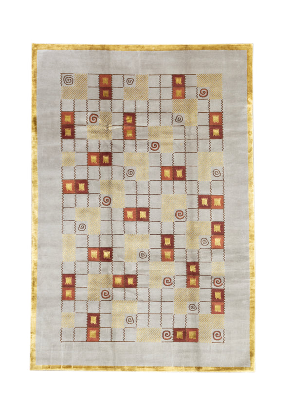 Tibbetian Silk And Wool Rug > Design # 992 > 6'-0" X 9'-2"