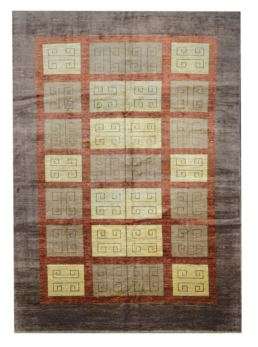 Handmade Modern Afghani Alverta Wool Rug M2717-Design# 1987, Size- 7' - 10" x 11' - 1"