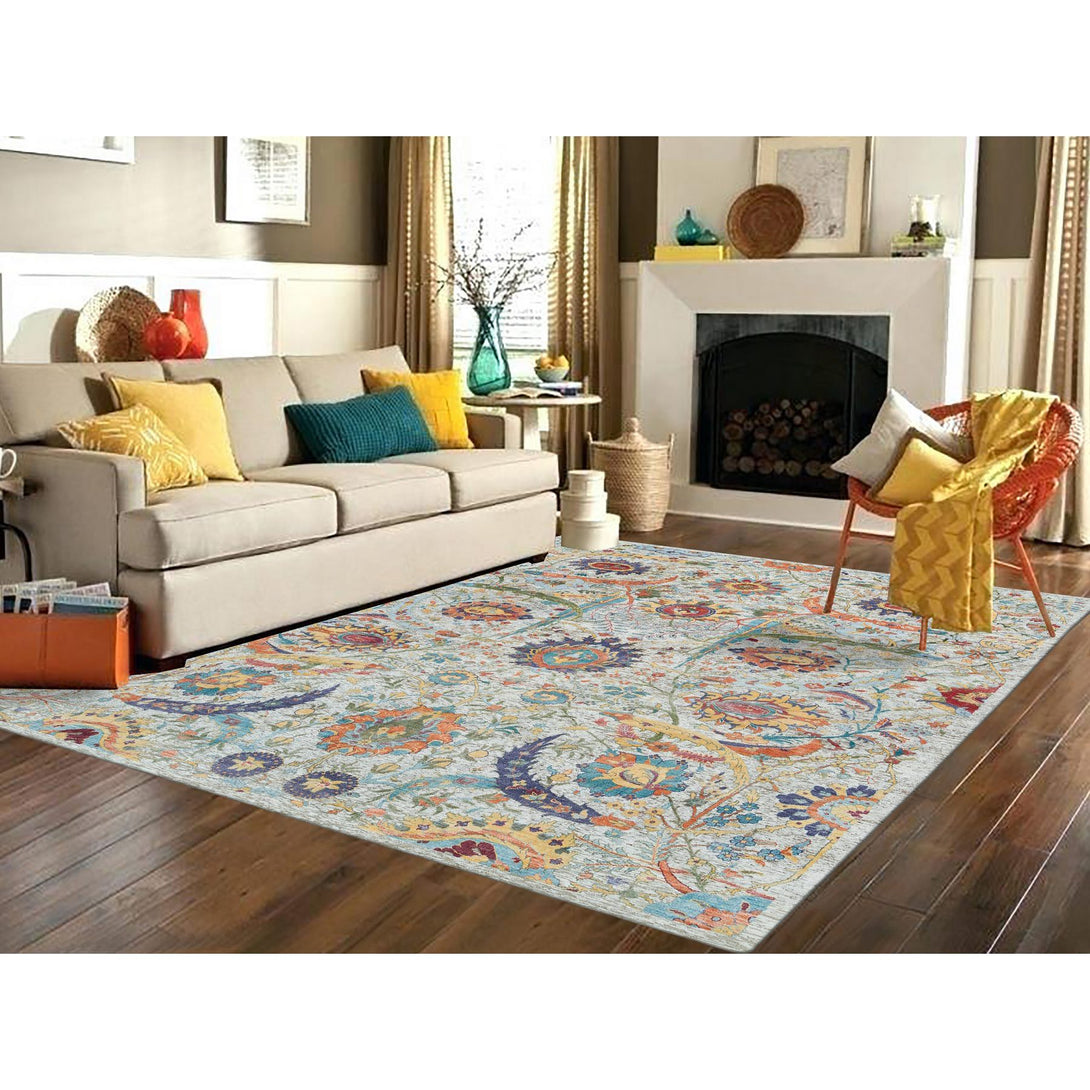 Handmade Transitional Modern Area Rug > Design# CCSR65906 > Size: 9'-0" x 12'-1"