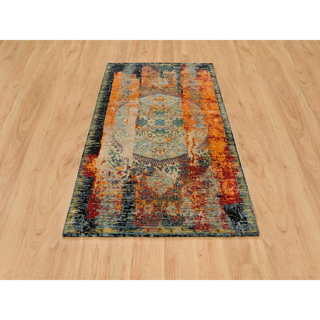 Handmade Transitional Modern Area Rug > Design# CCSR65914 > Size: 4'-1" x 6'-0"