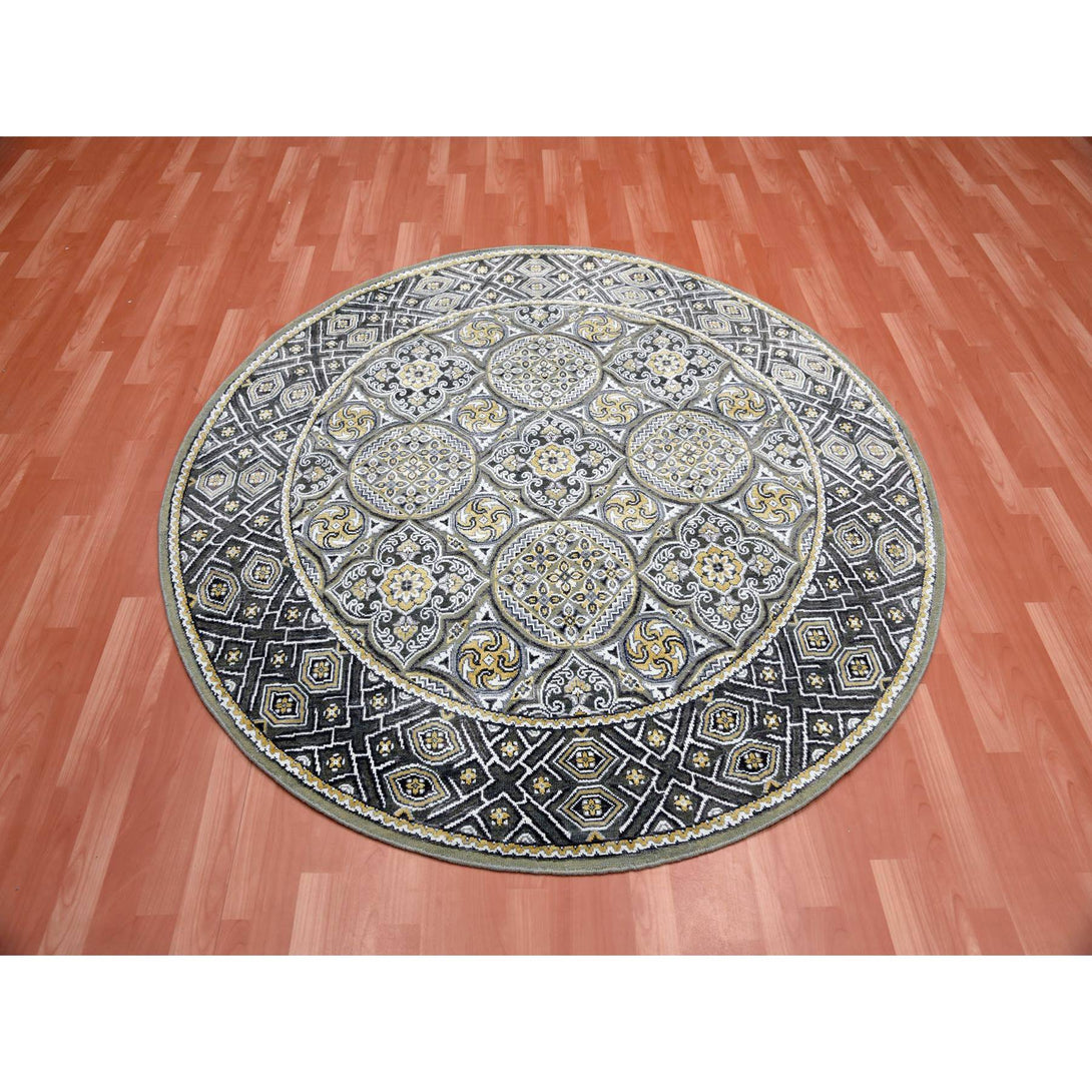 Handmade Transitional Modern Area Rug > Design# CCSR75130 > Size: 6'-1" x 6'-1"