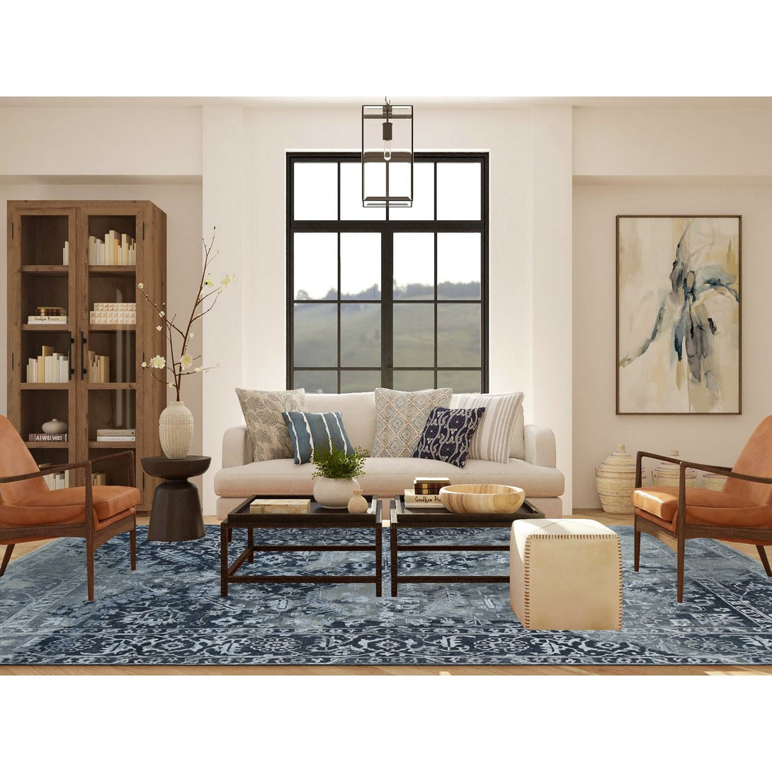 Handmade Transitional Modern Area Rug > Design# CCSR87068 > Size: 9'-0" x 11'-10"