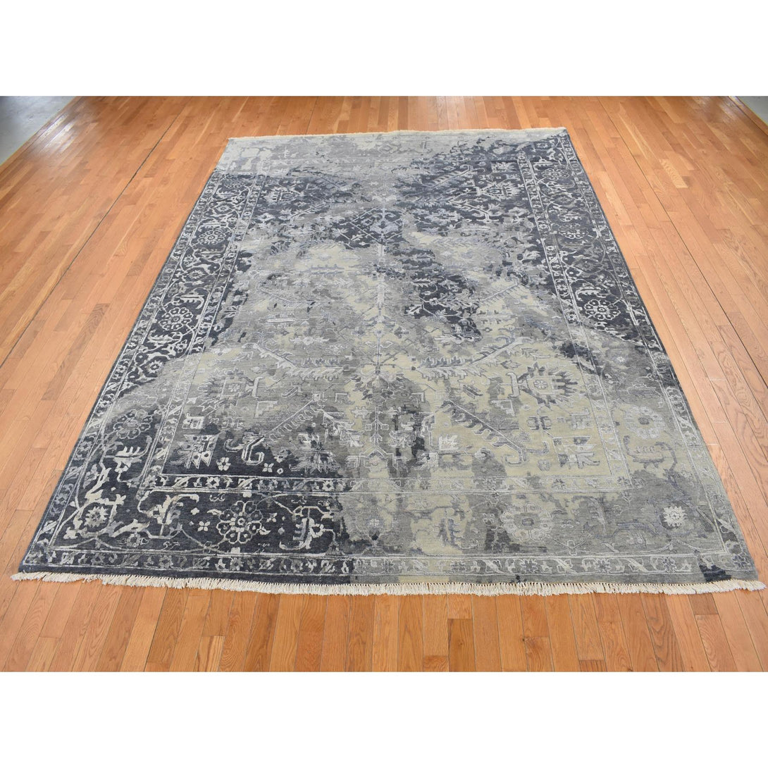 Handmade Transitional Modern Area Rug > Design# CCSR87068 > Size: 9'-0" x 11'-10"