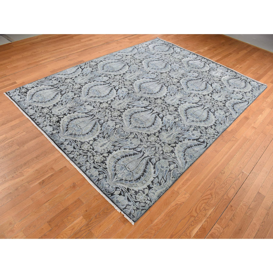 Handmade Wool and Silk Area Rug > Design# CCSR87072 > Size: 9'-0" x 12'-2"